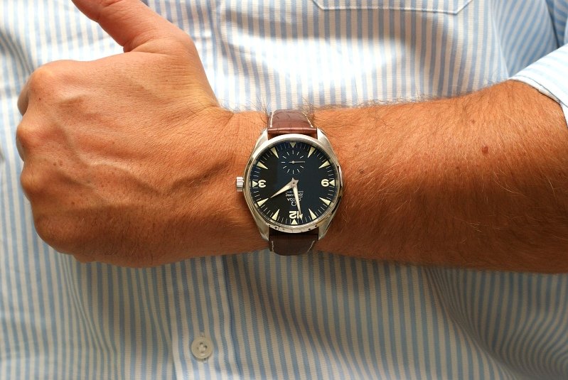 omega railmaster on wrist