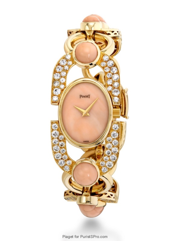 Jewelry watch with coral and diamonds (caliber 4P).