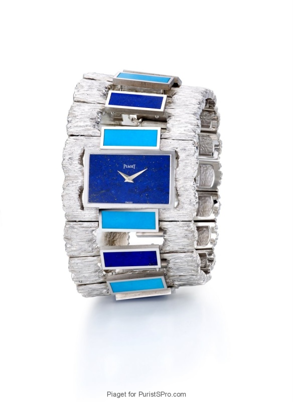 1970 cuff watch with turquoise and lapis lazuli (caliber 9P).