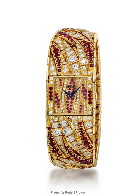 Jewelery watch with rubies and diamonds housing caliber 4P.