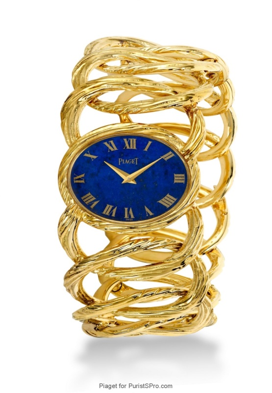 Ring bracelet watch with lapis lazuli dial (caliber 9P).