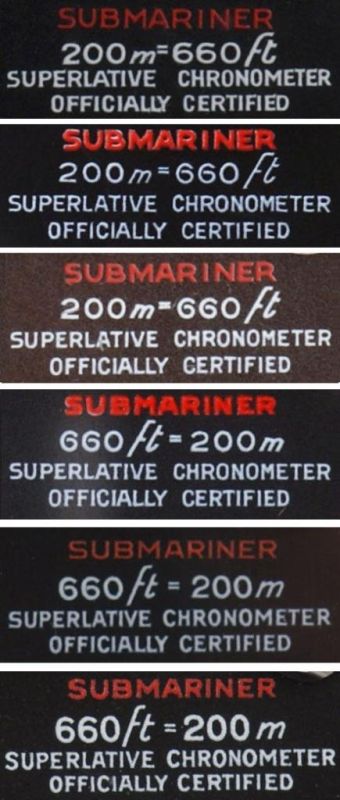 red submariner dial variations