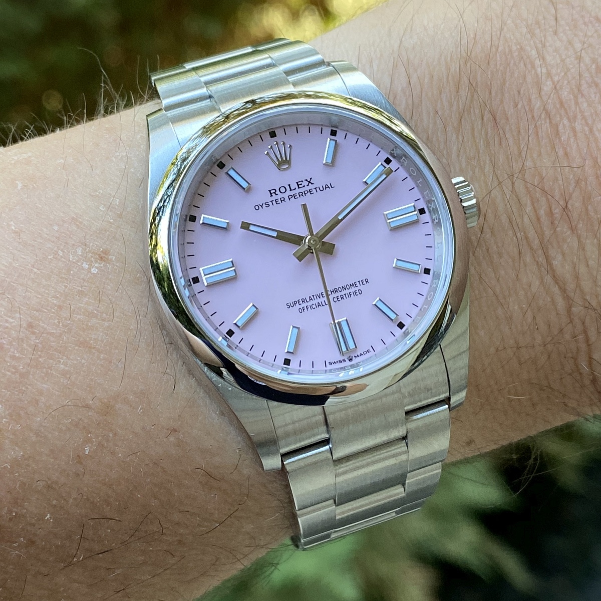 rolex pink oyster perpetual