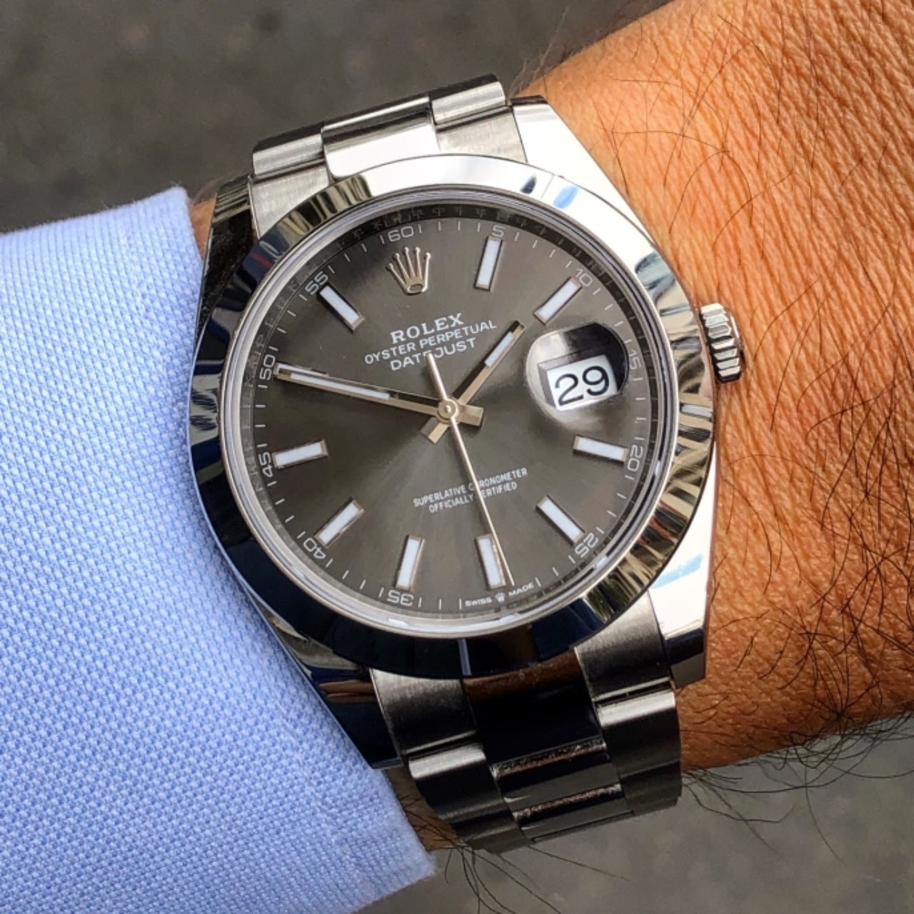 datejust 41 rhodium oyster