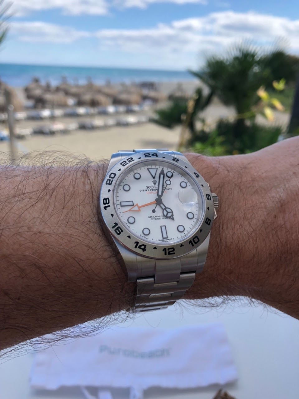 rolex explorer ii on wrist