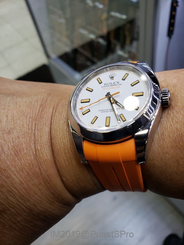 rolex milgauss orange rubber strap