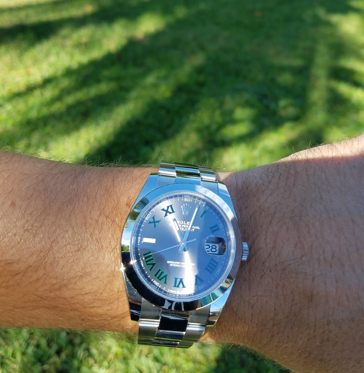 Rolex datejust with store green roman numerals