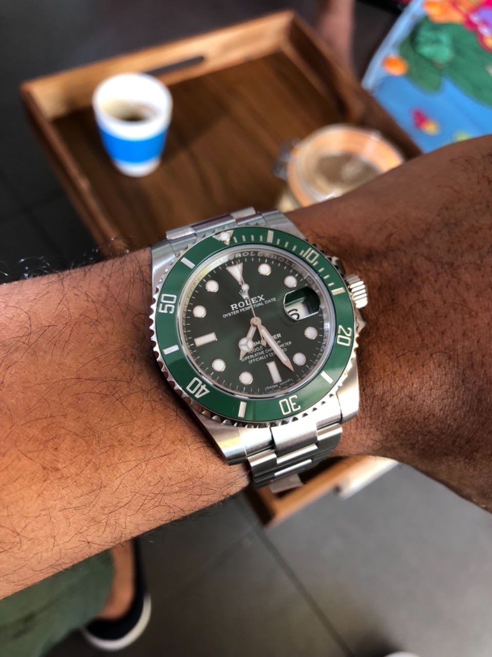 rolex hulk on wrist