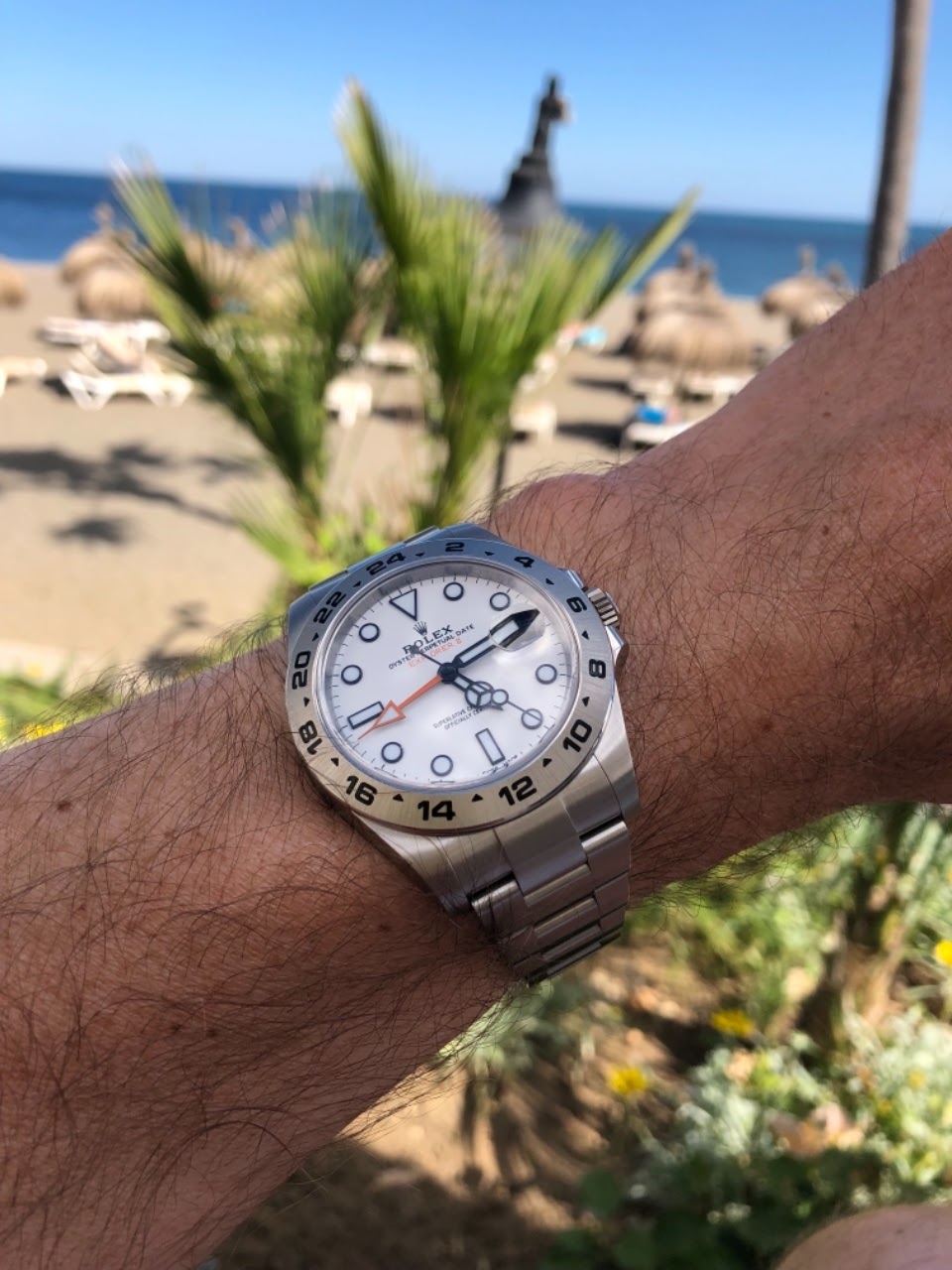 rolex explorer ii on wrist