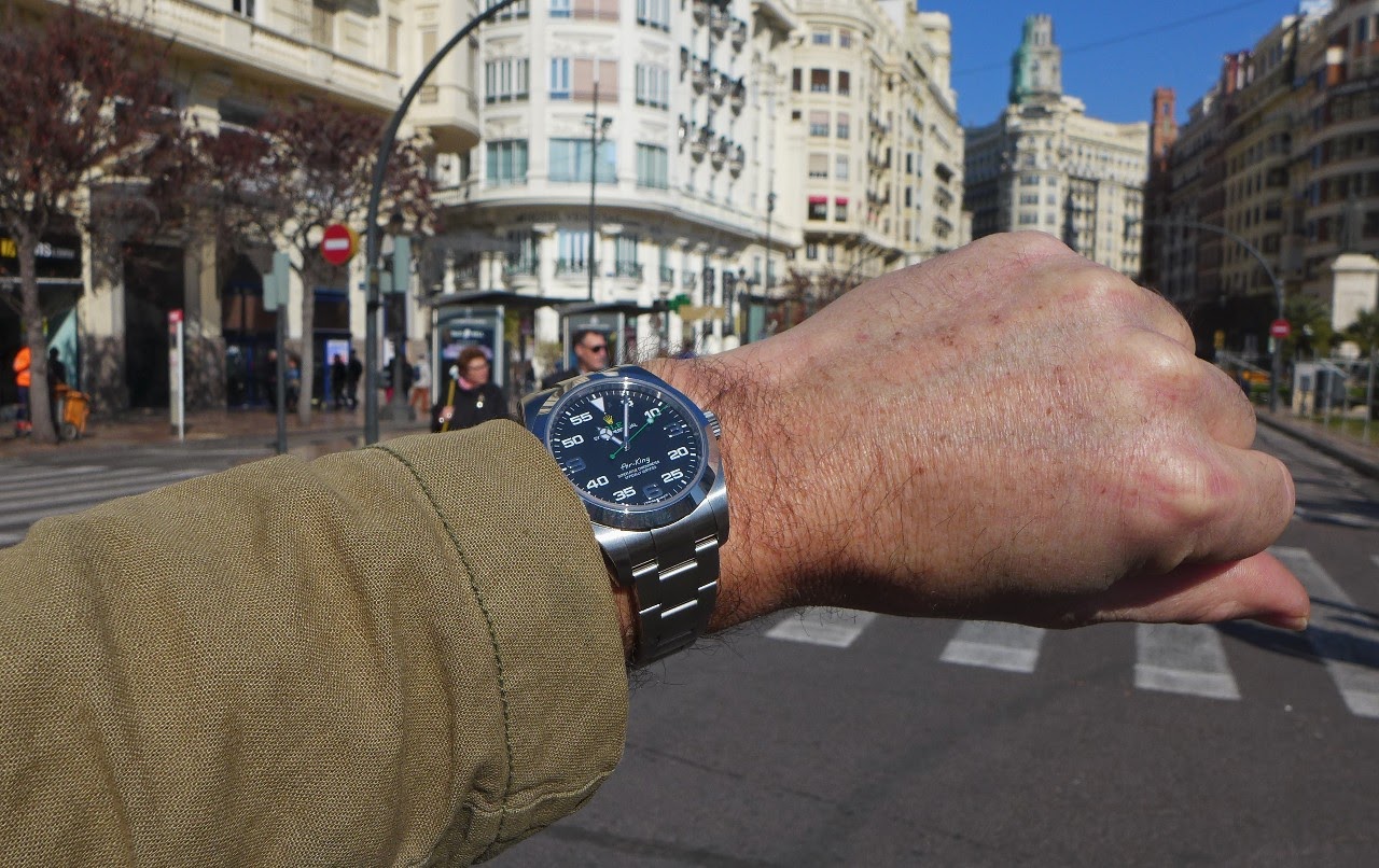 rolex air king on wrist