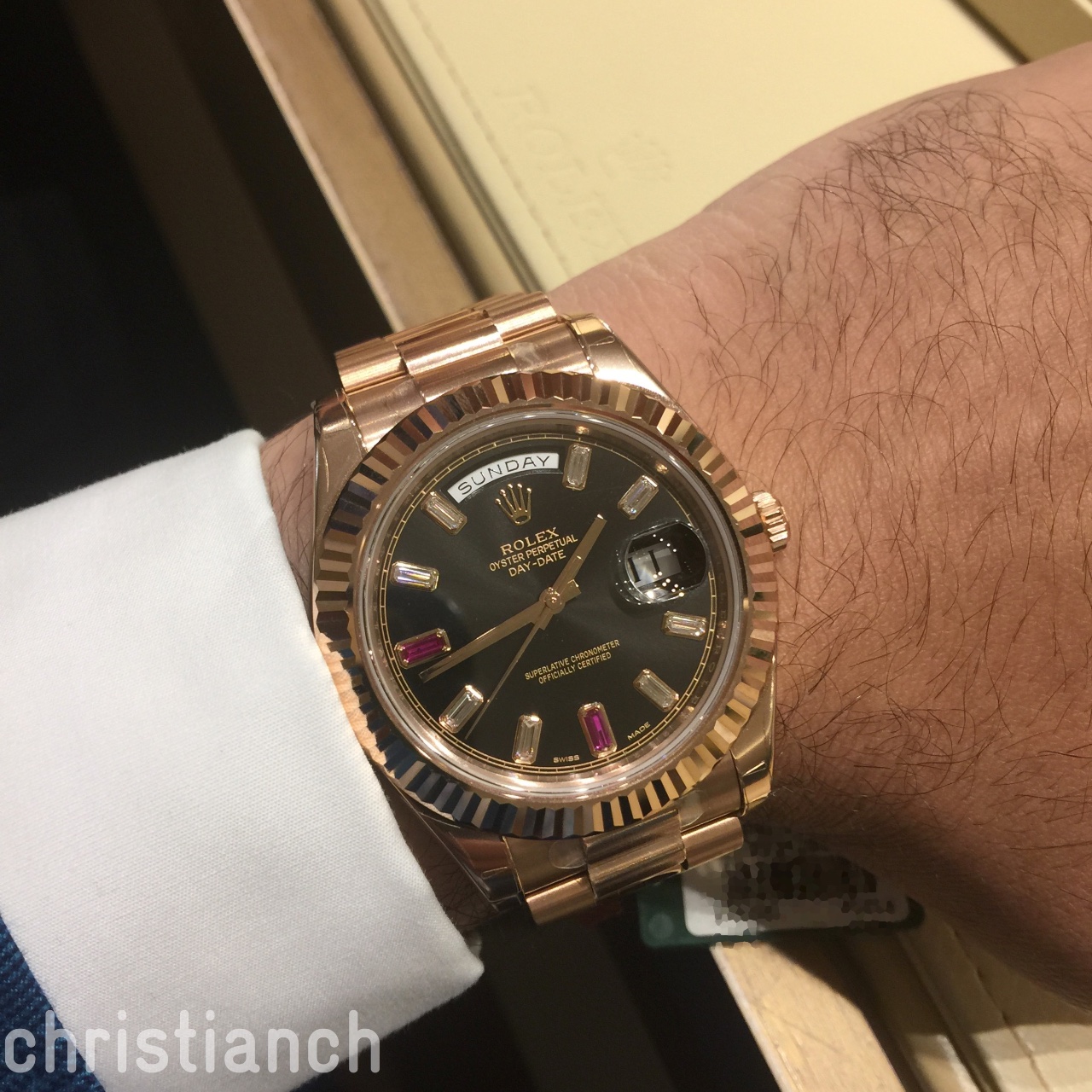 rolex day date rose gold diamonds