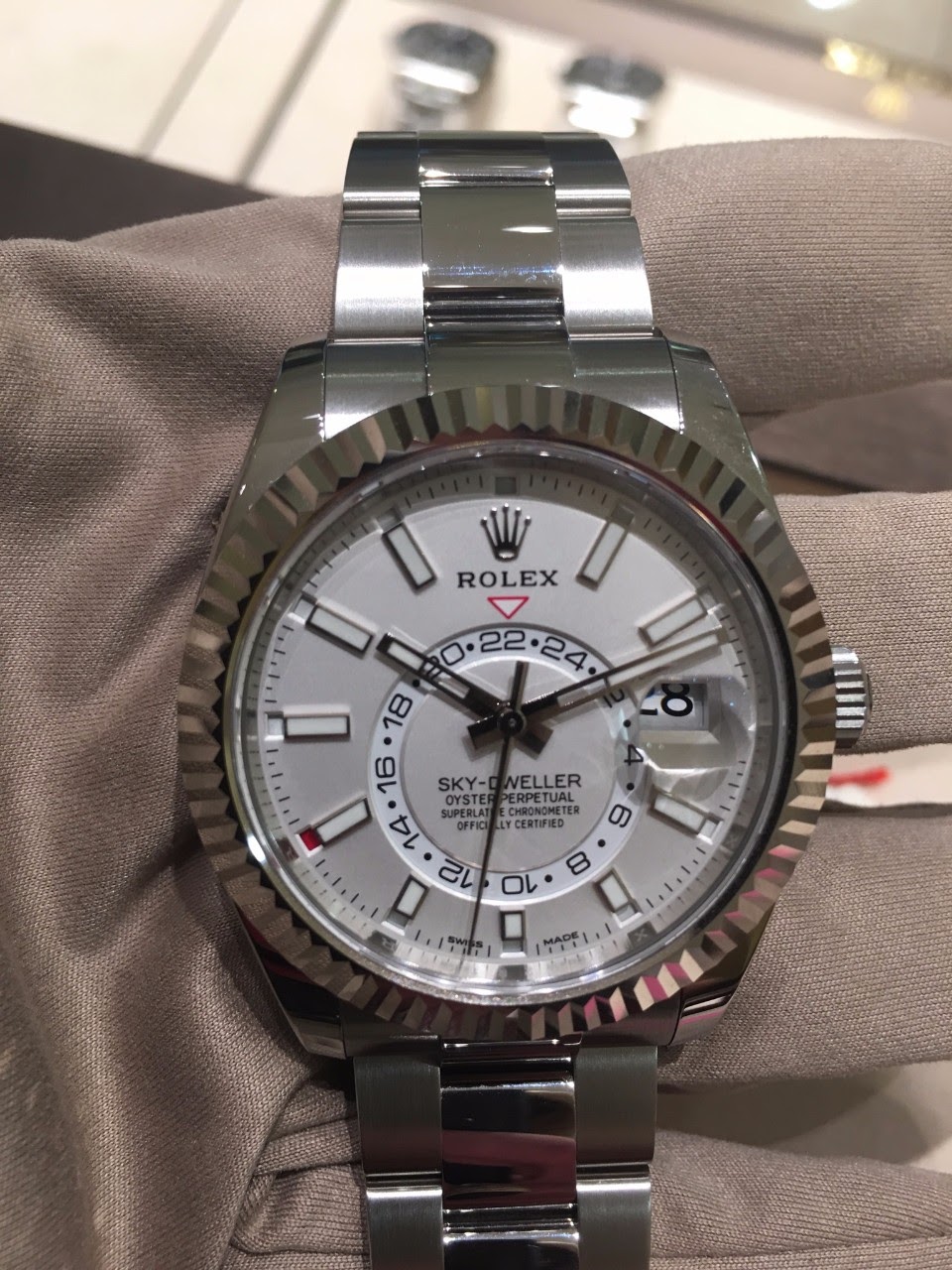 sky dweller steel white dial