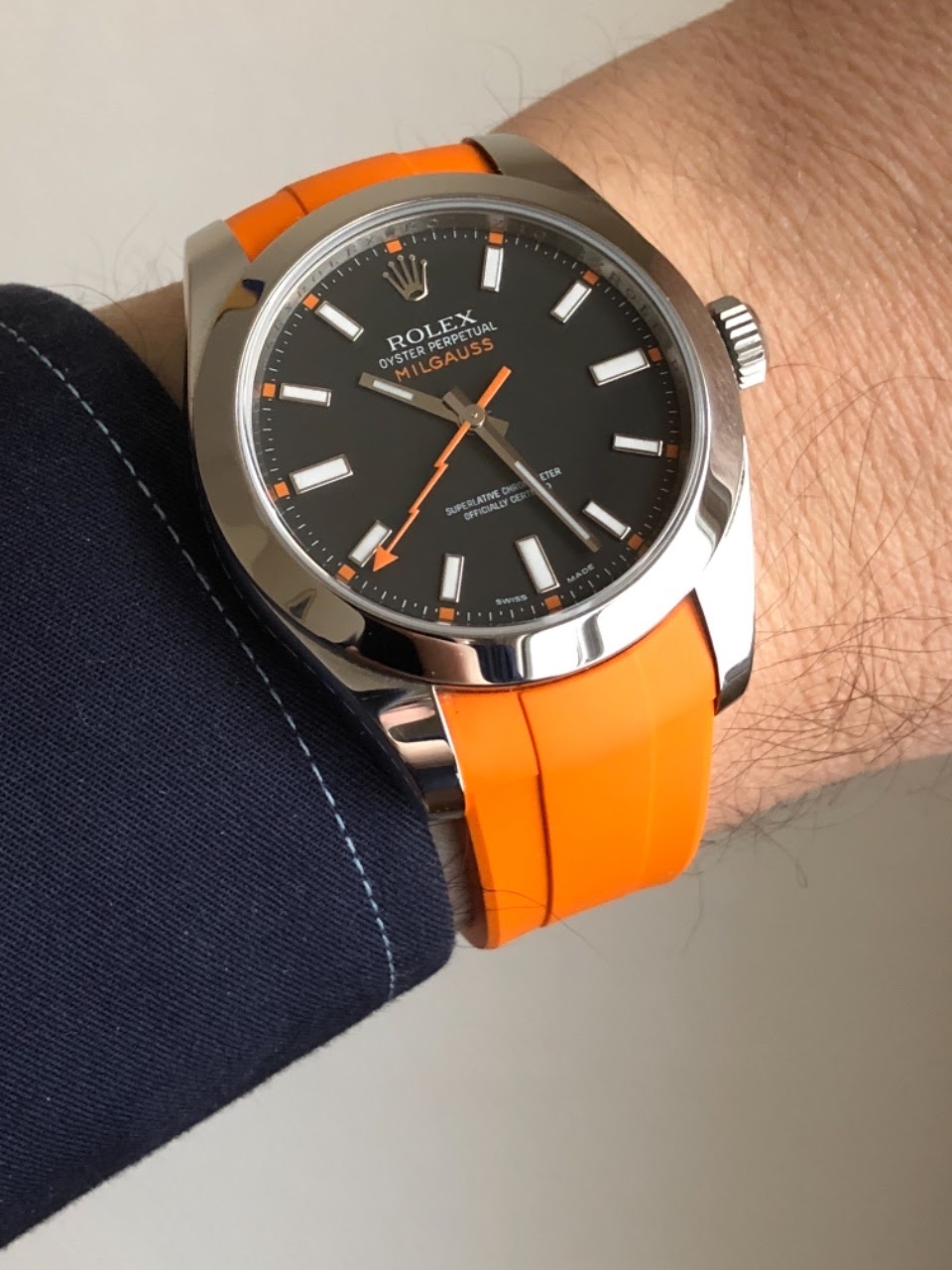 rolex milgauss with rubber strap