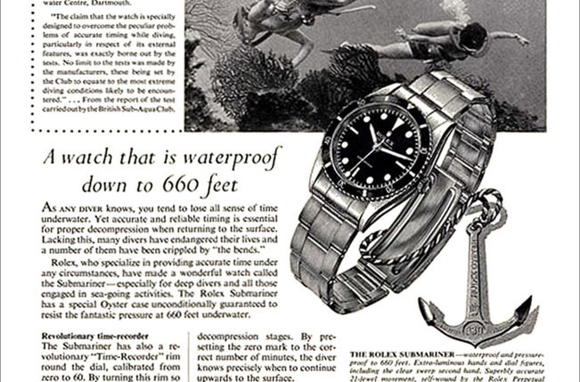 Vintage Rolex Ad 100 meter 330 fet