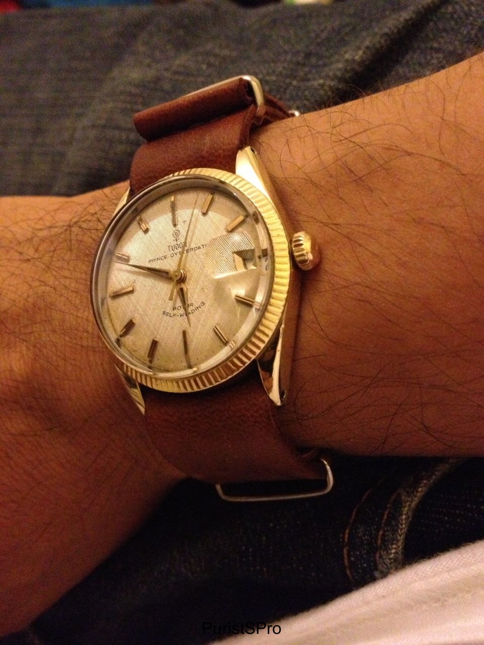 With a home-made leather nato