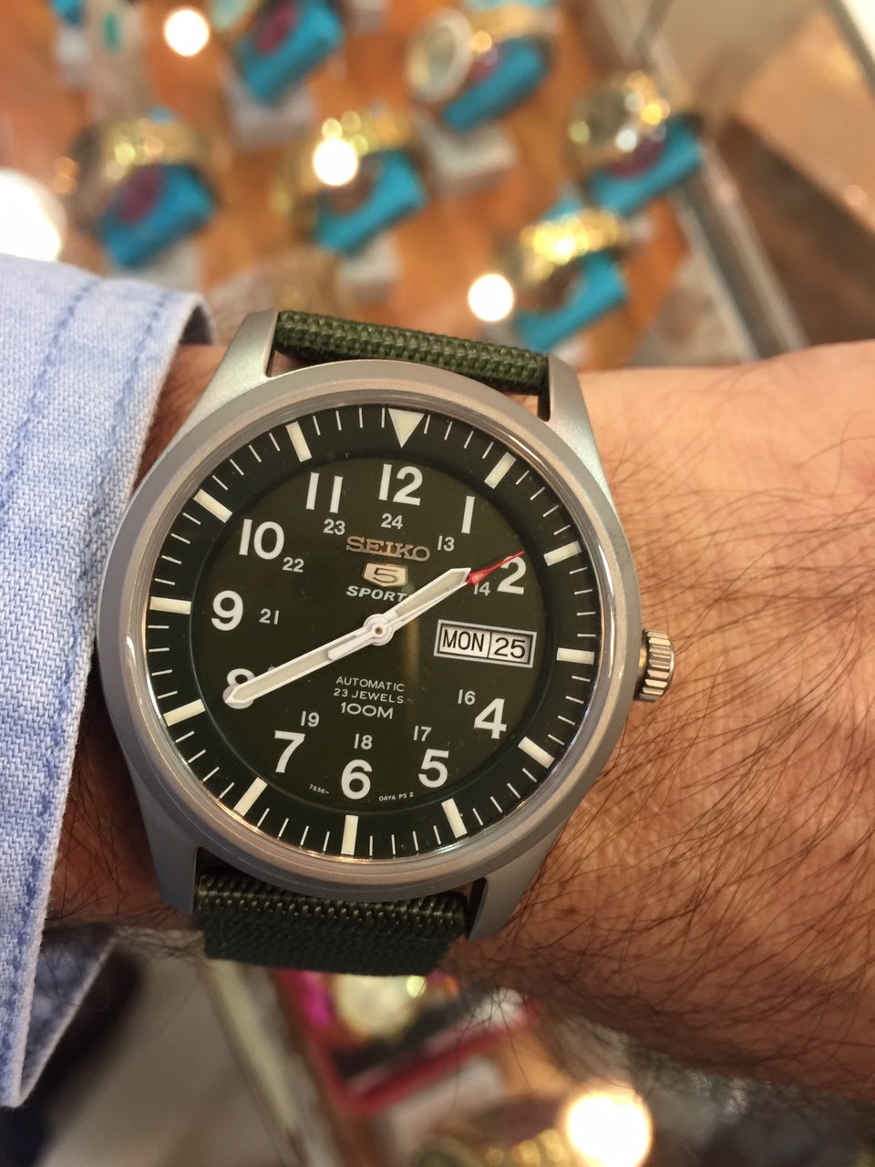 seiko sport 5 automatic military watch