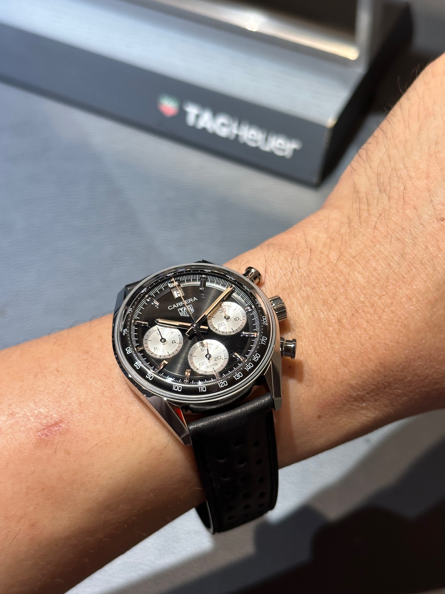 2023 RELEASE, TAG Heuer 39mm Carrera Chronograph Glassbox full