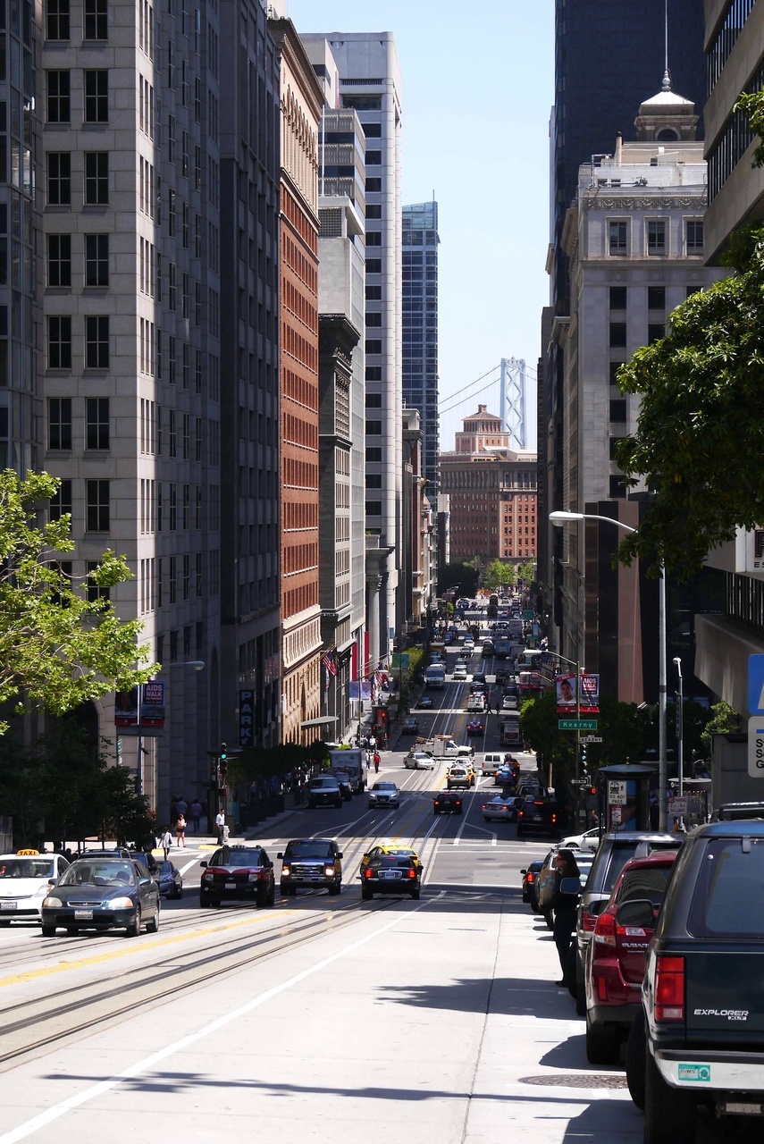 Streetscape with Bay Bridge in background