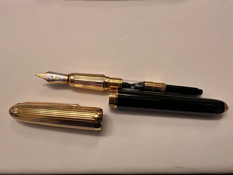 Louis Vuitton gold plated pen set by ST Dupont fountain pen and ballpoint