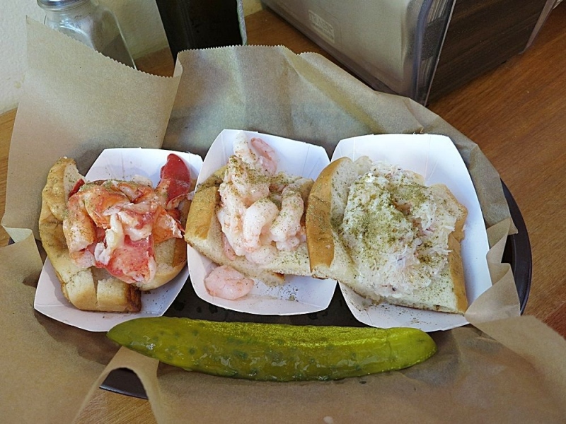 Lobster, shrimp, and crab roll. Luke's place