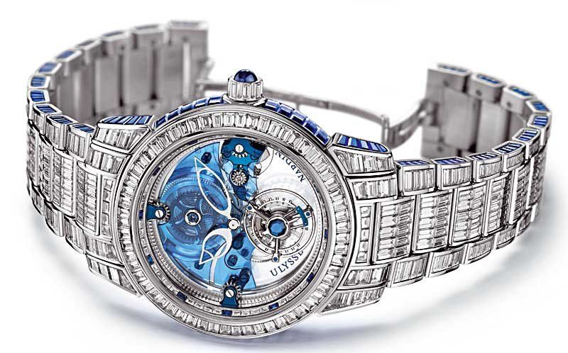 Sold at Auction: ULYSSE NARDIN ROYAL BLUE MYSTERY TOURBILLON L/E #1/99  PLATINUM DIAMOND WATCH W/B&P.