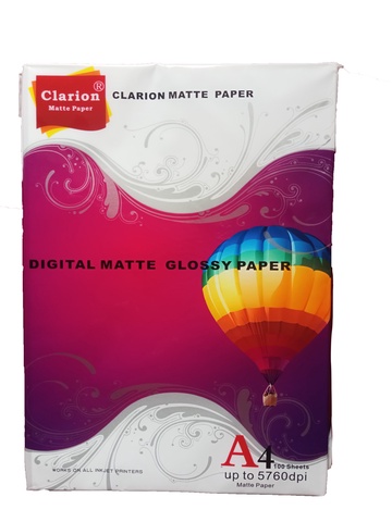 A4 Clarion Matte / Digital Single Matte (Glossy) Paper (100 Sheets)