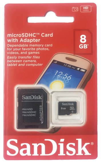 8GB Sandisk MicroSDHC Memory Card 