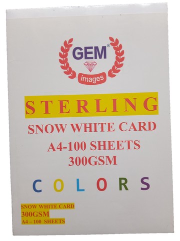 A4 Sterling Snow White Card / Ivory Paper 300 GSM (100 Sheets)