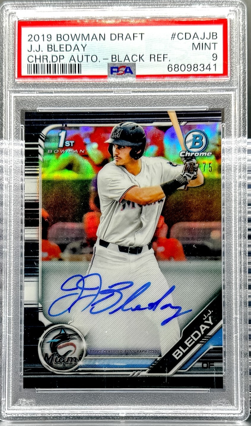2019 Bowman JJ Bleday Chrome Draft Pick Autographs Black Refractor PSA 9 #/75