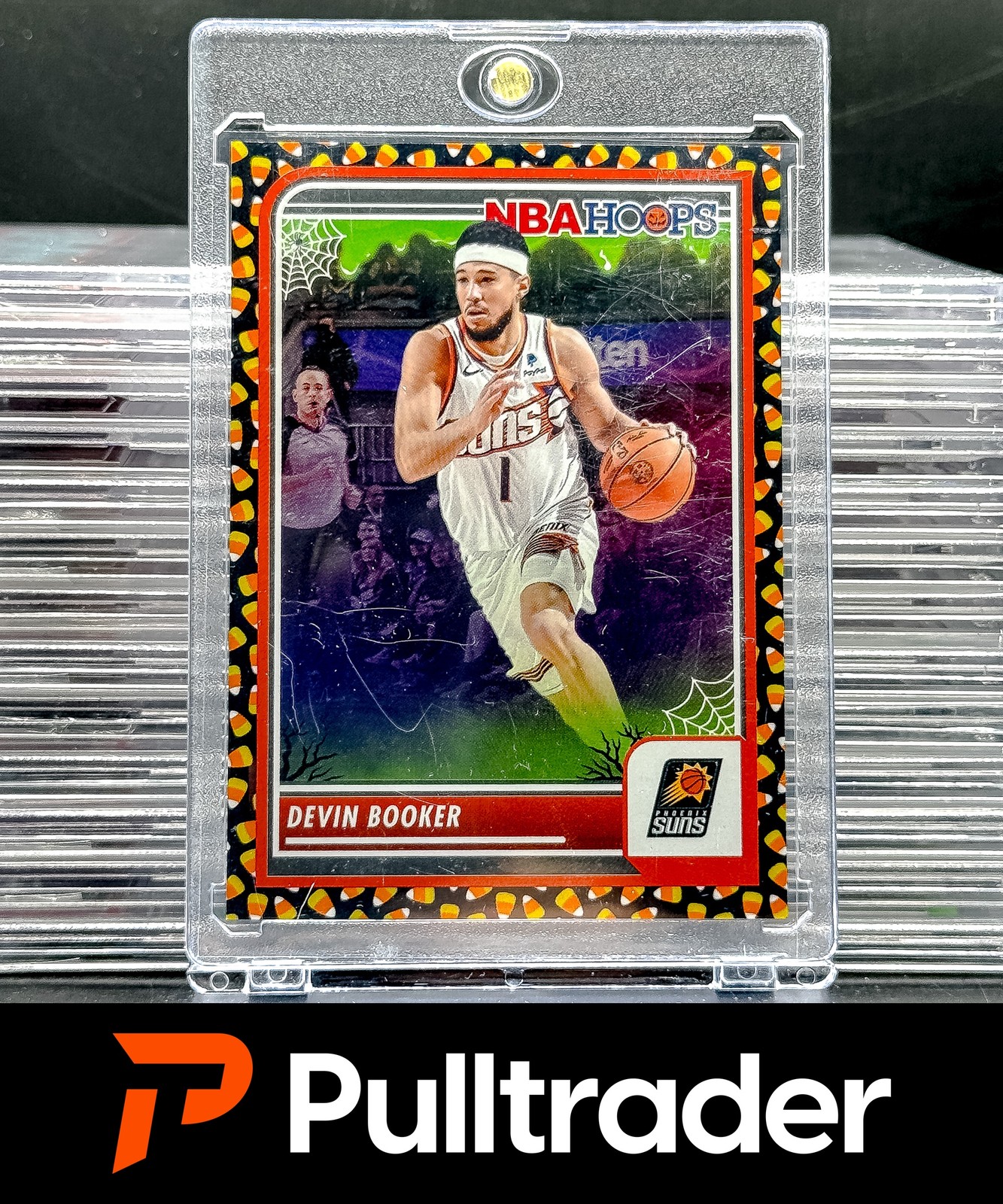 2023-24 Panini Haunted Hoops Devin Booker Candy Corn Holo SSP