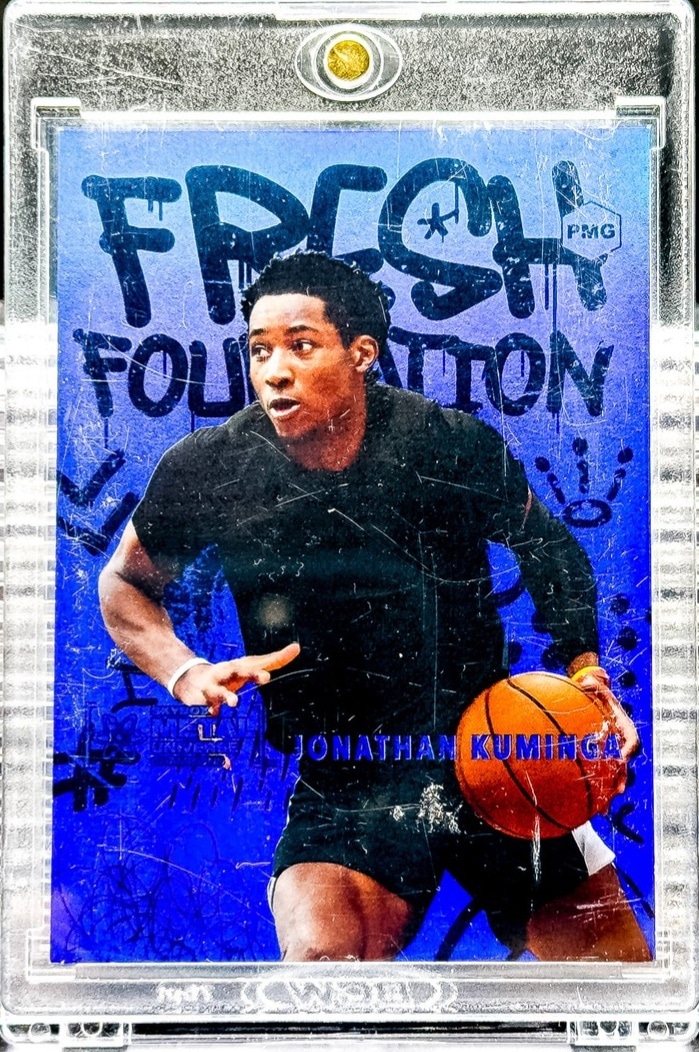 2021 SkyBox Metal Universe Jonathan Kuminga Fresh Foundation Blue PMG #/25