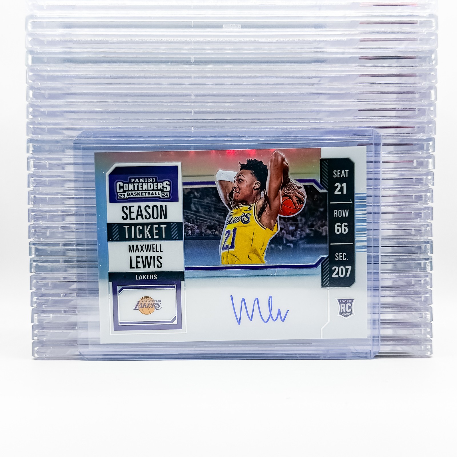 2023-24 Contenders #121 Maxwell Lewis RC Variation Season Ticket Auto Silver