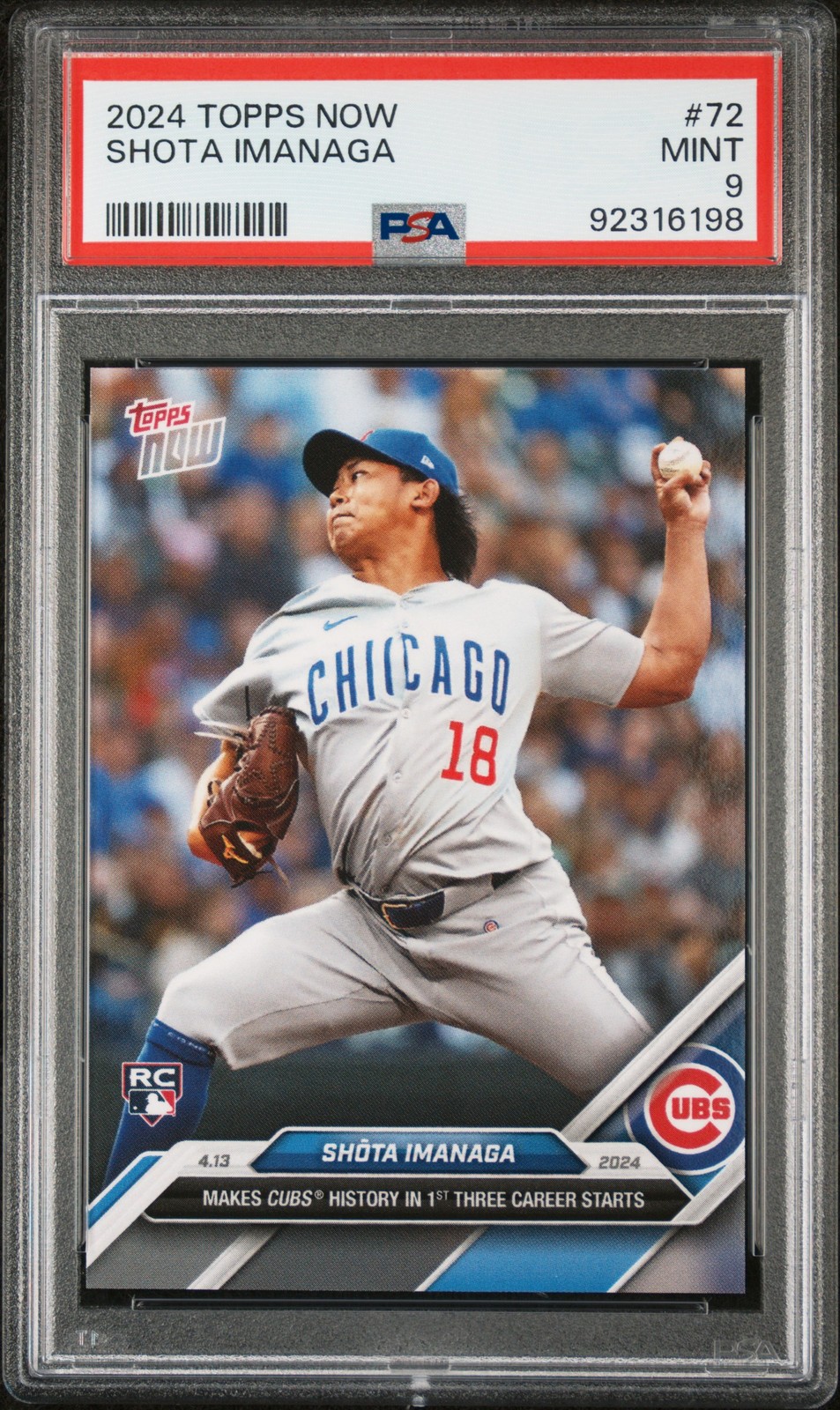 2024 Topps Now #72 Shota Imanaga PSA 9
