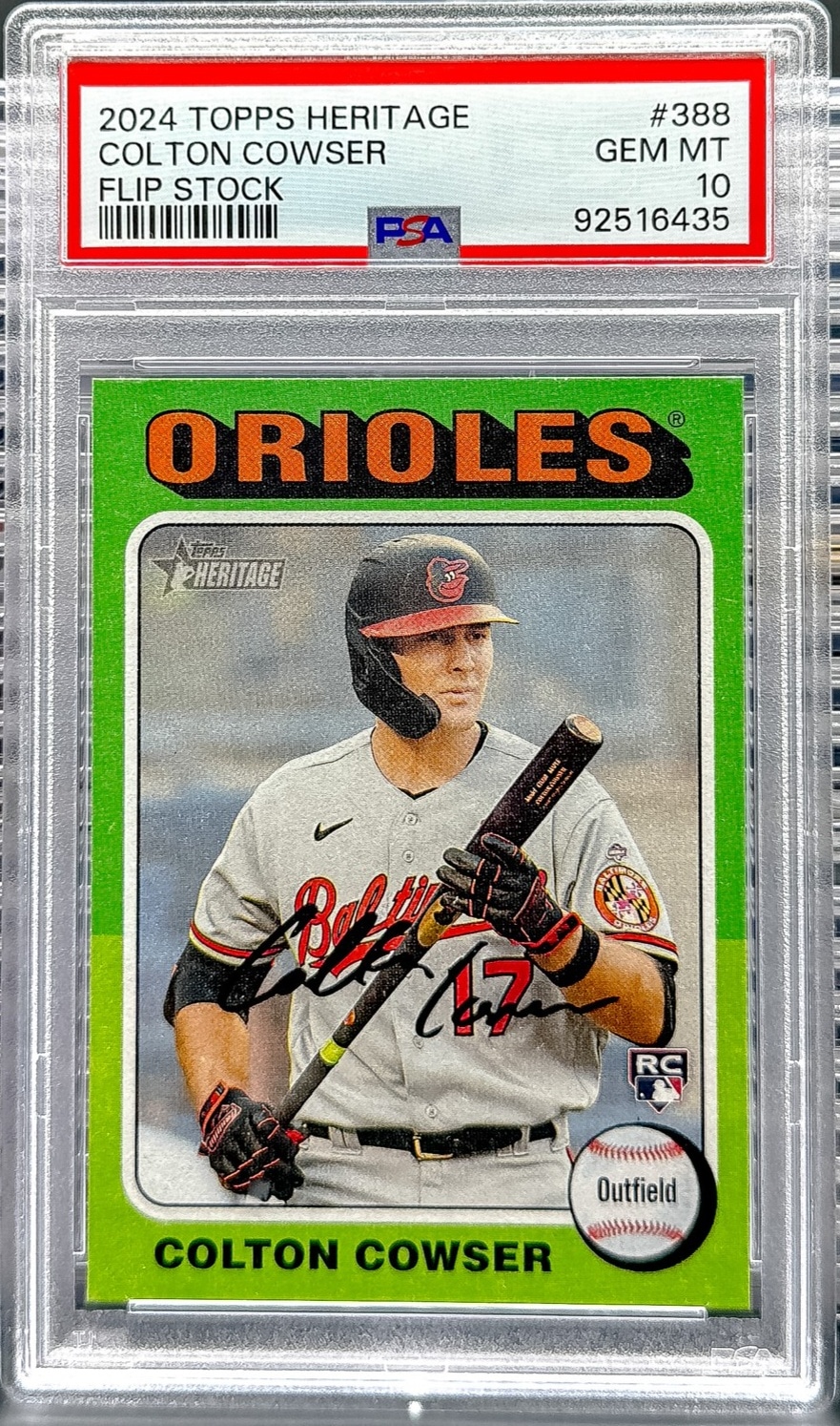 2024 Topps Heritage #388 Colton Cowser Flip Stock PSA 10