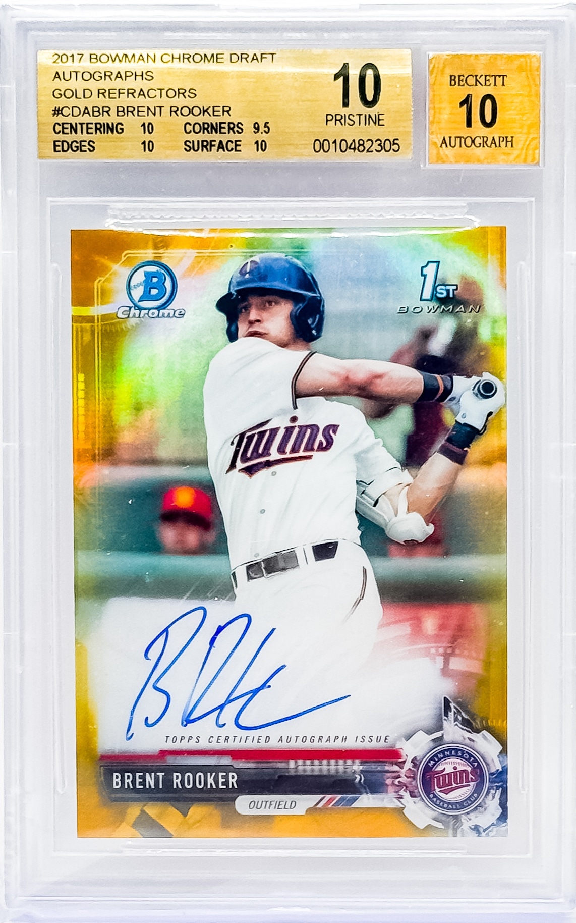 2017 Bowman Draft Brent Rooker Chrome Draft Pick Auto Gold Refractor #/50 BGS 10