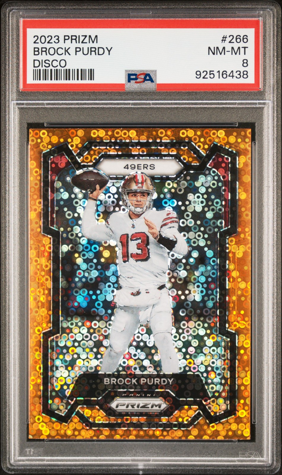 2023 Panini Prizm #266 Brock Purdy Disco PSA 8