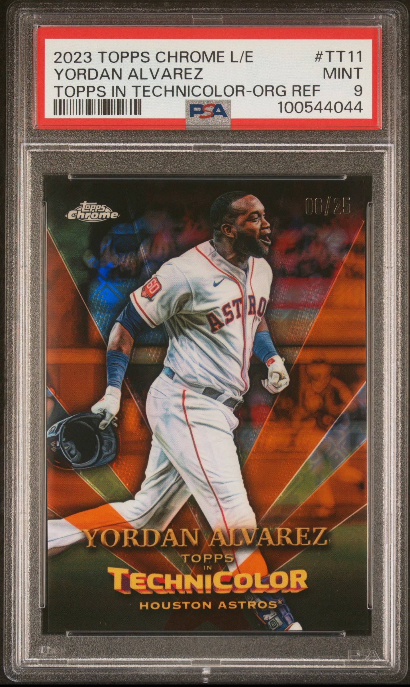 2023 Topps Chrome Logofractor Yordan Alvarez Technicolor Orange /25 PSA 9