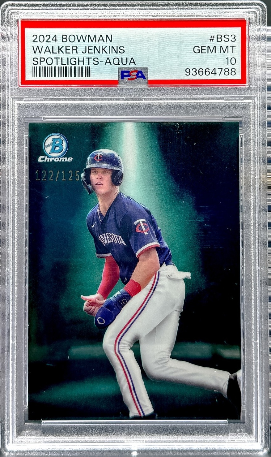 2024 Bowman #BS-3 Walker Jenkins Bowman Spotlights Aqua Refractor PSA 10 #/125