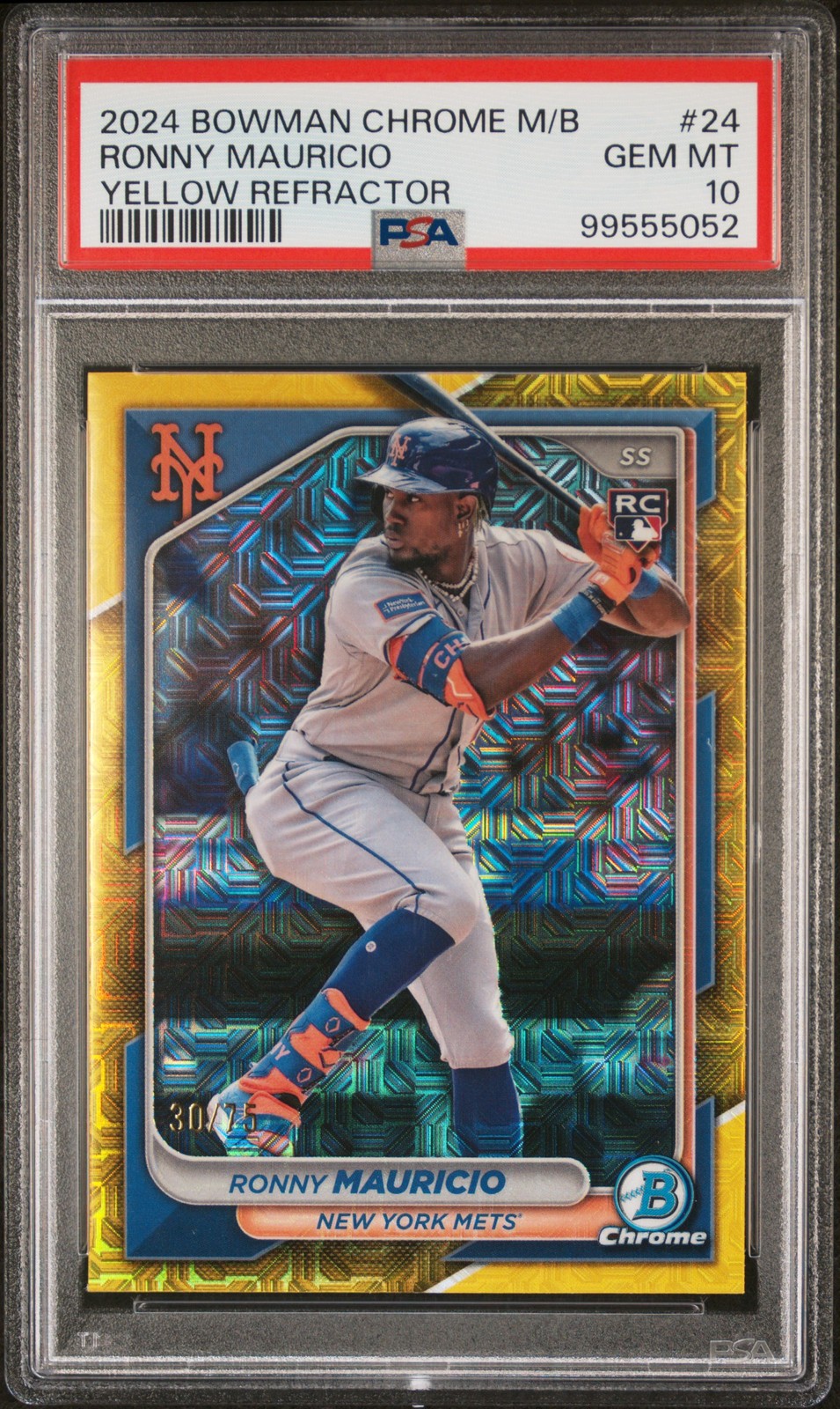 2024 Bowman Chrome Mega Box Ronny Mauricio Yellow Refractor #/75 PSA 10
