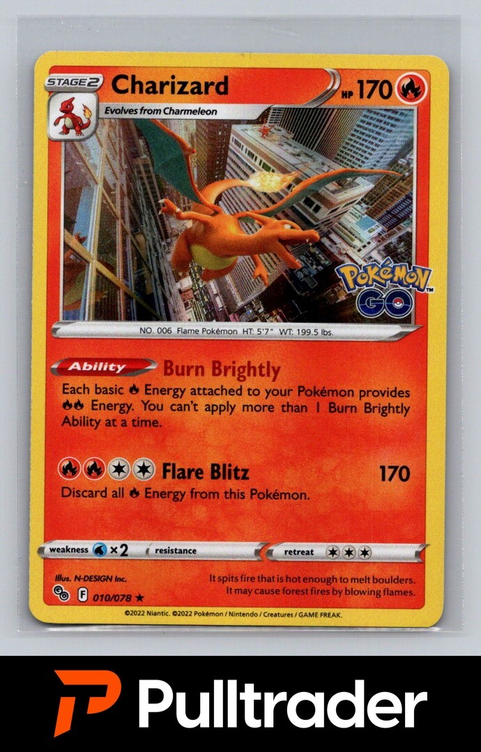 2022 Pokemon Sword & Shield Pokemon Go Charizard Holo 010/078 Rare 