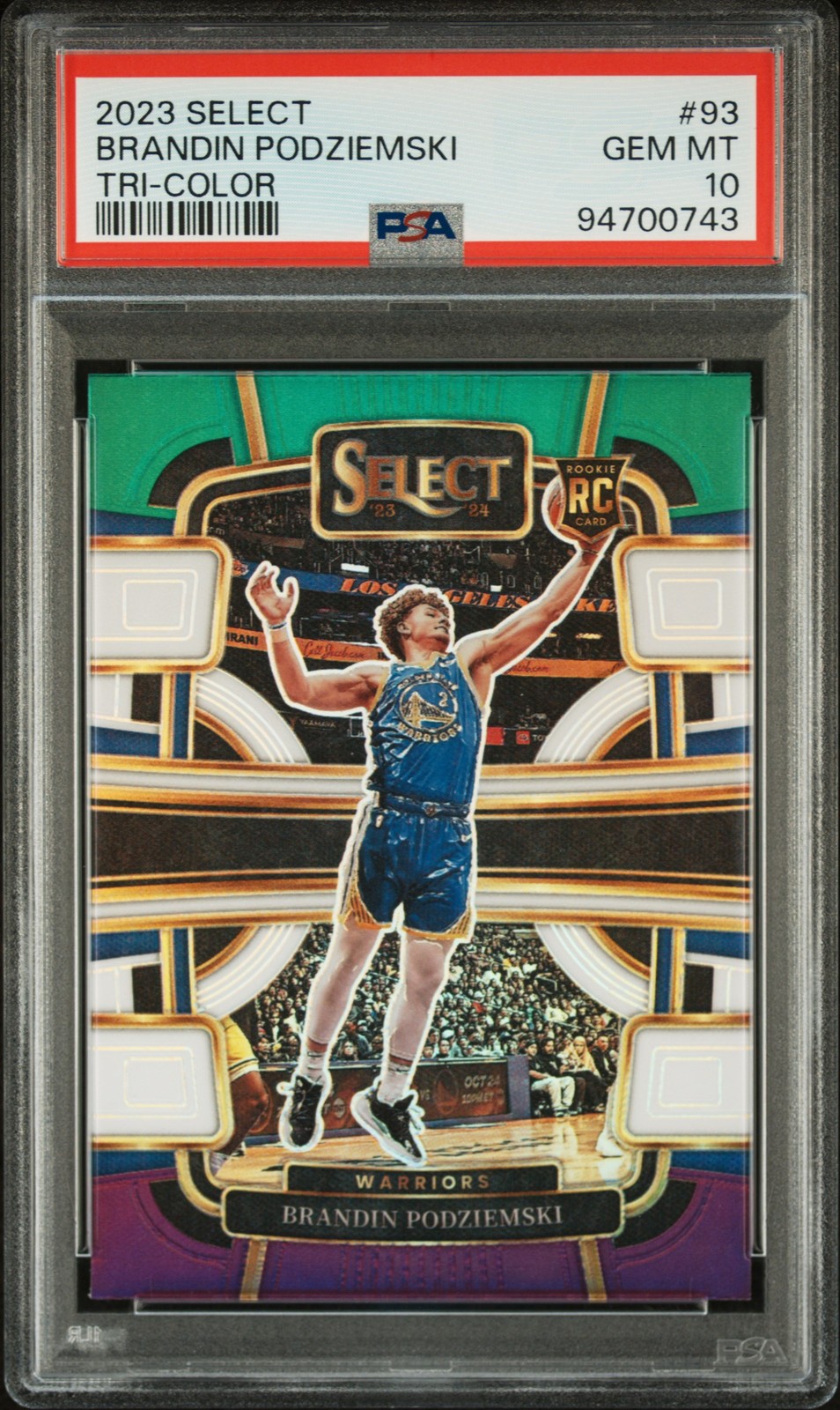 2023-24 Panini Select #93 Brandin Podziemski Tri-Color Prizms PSA 10