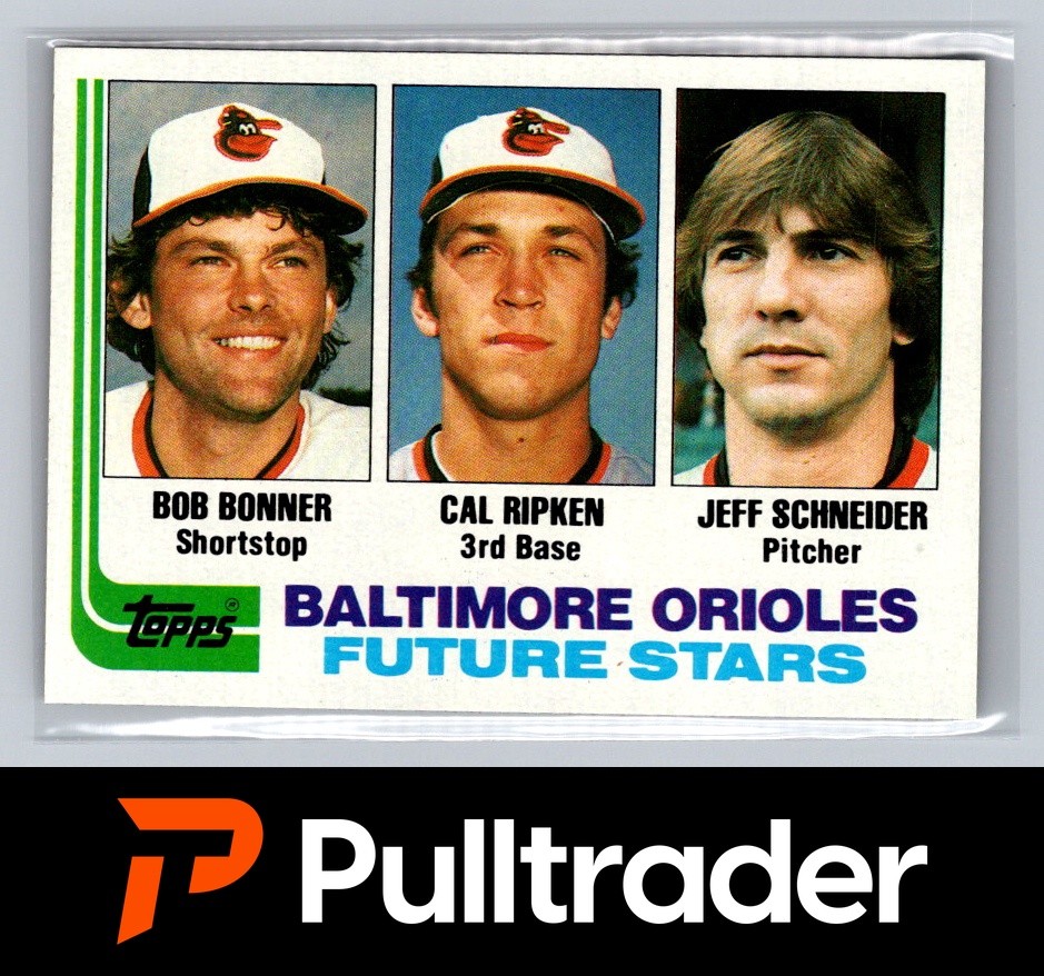 1982 Topps #21 Orioles Future Stars (Bob Bonner / Cal Ripken / Jeff Schneider)