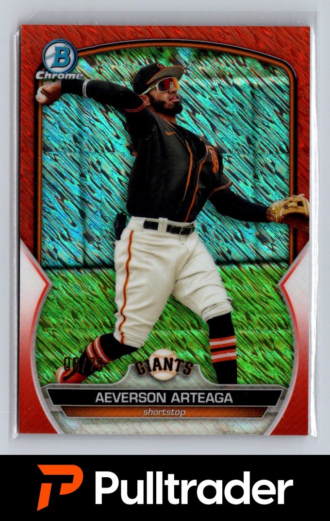 2023 Bowman Chrome Aeverson Arteaga Orange Shimmer Refractor 06/25 SSP