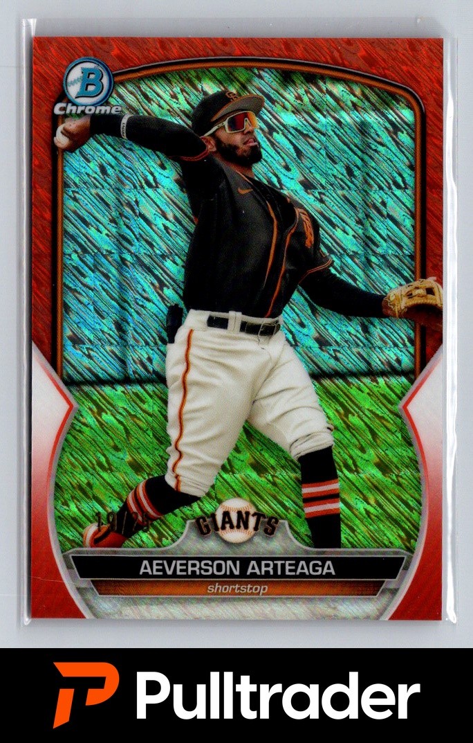 2023 Bowman Chrome Aeverson Arteaga Orange Shimmer Refractor 19/25 SSP