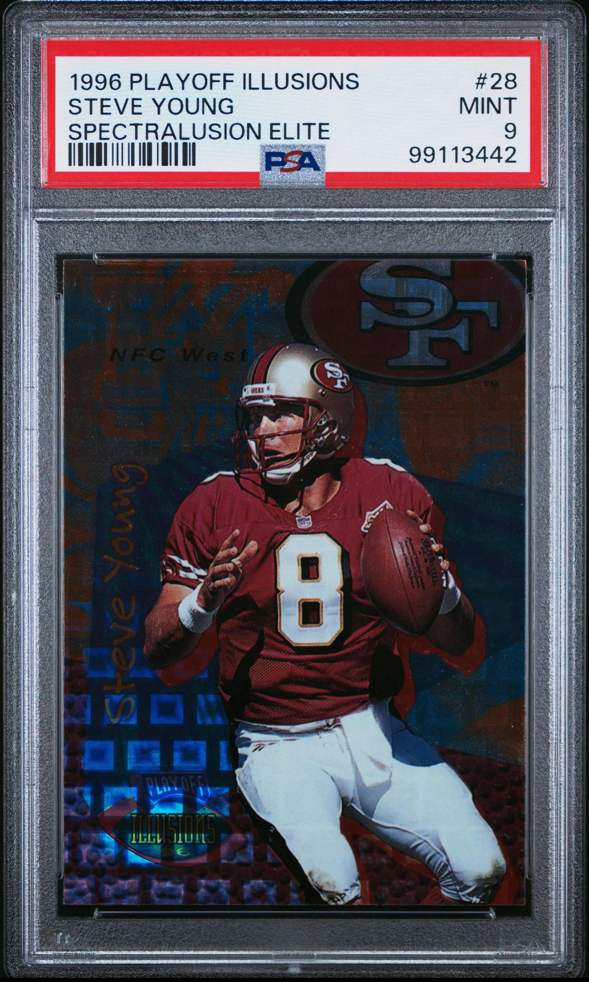 1996 Playoff Illusions Steve Young Spectralusion Elite PSA 9