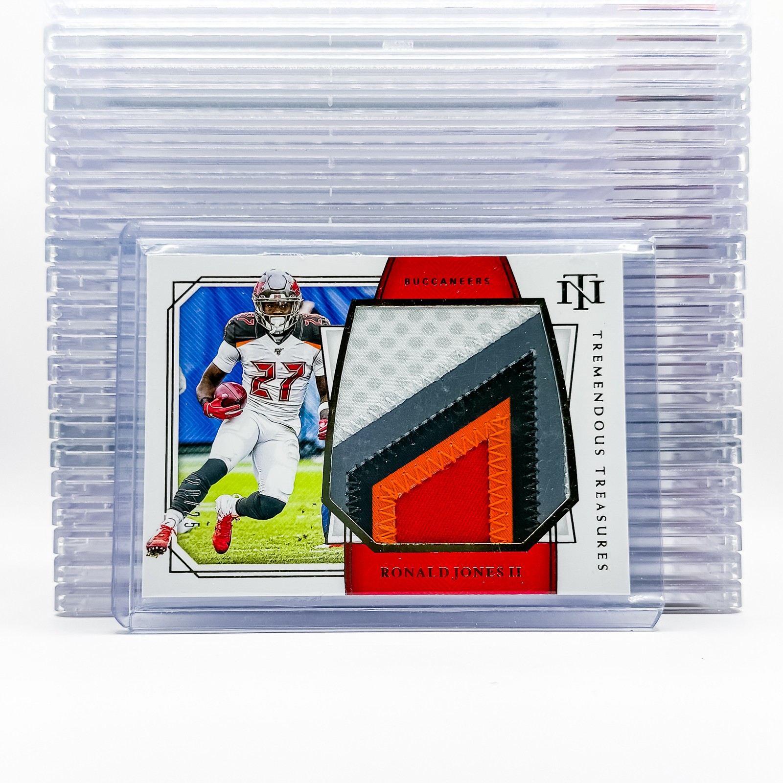 2019 National Treasures #TT-RJ Ronald Jones II Tremendous Treasures Prime #/25