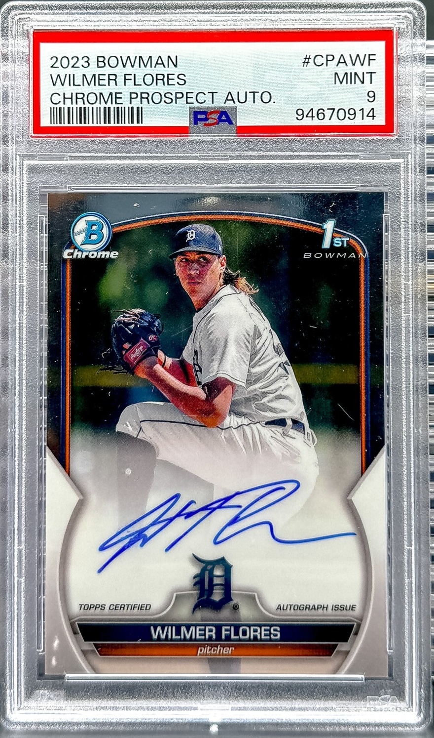 2023 Bowman #CPA-WF Wilmer Flores Chrome Prospect Autographs PSA 9