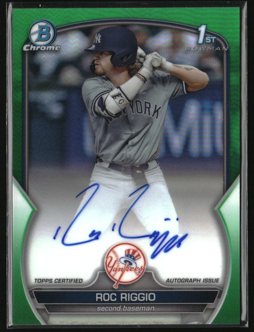 2023 Bowman Draft Roc Riggio Chrome Prospect Autographs Green Refractor #/99