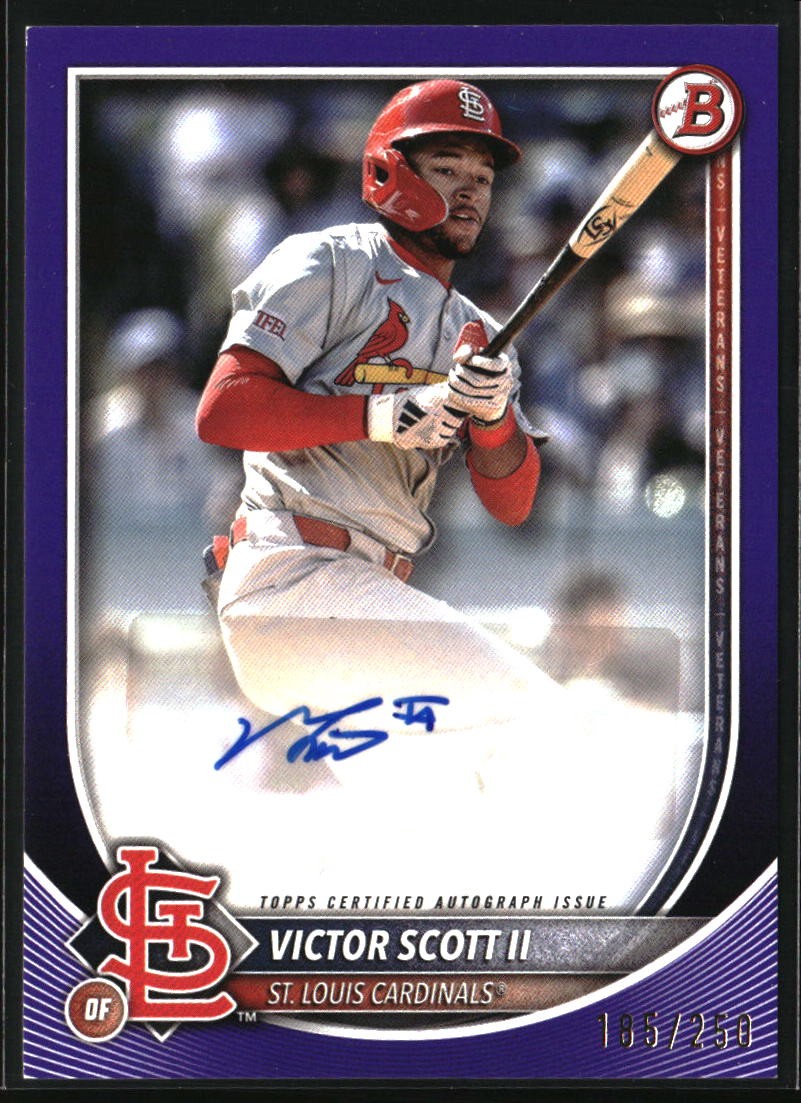 2025 Bowman #PRV-VS Victor Scott II Rookies and Veterans Autographs Purple #/250