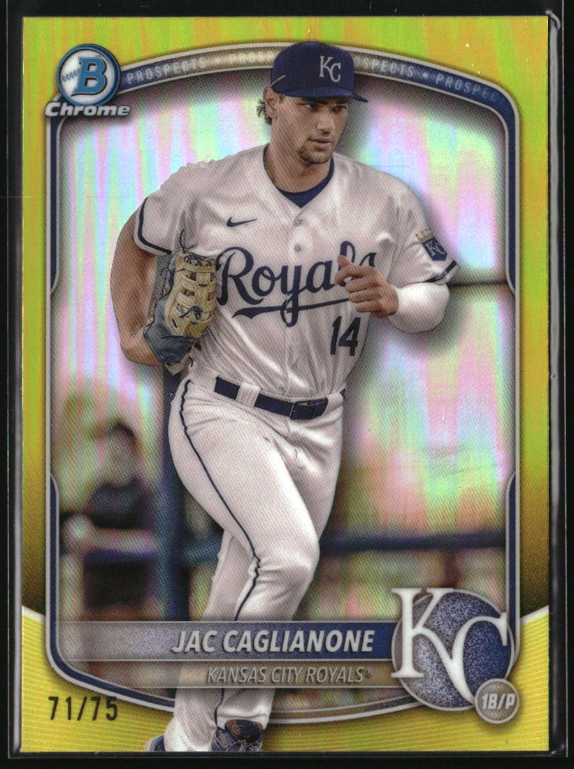 2025 Bowman #BCP-103 Jac Caglianone Chrome Prospects Yellow Refractor #/75